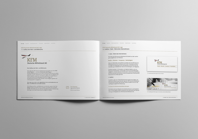 Corporate Design Manual mit Design Richtlinien für Finanzunternehmen