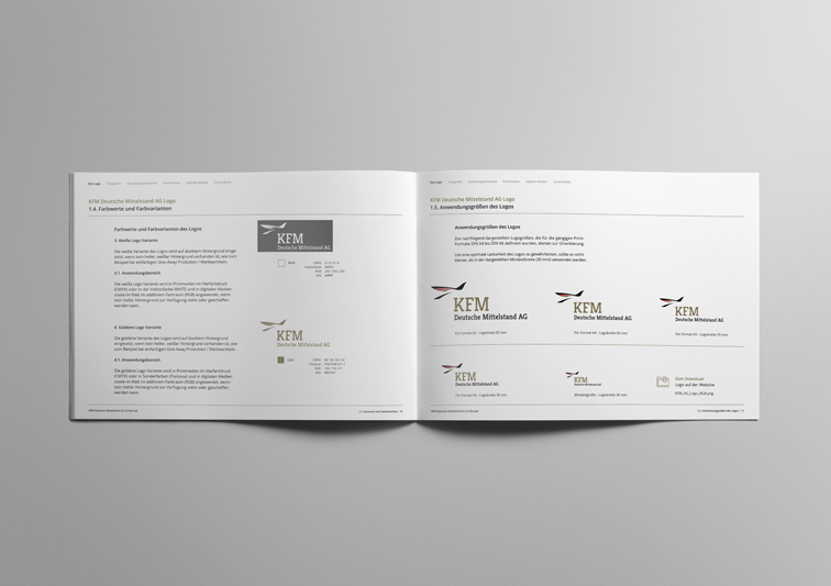 Corporate Design Manual mit Design Richtlinien für Finanzunternehmen