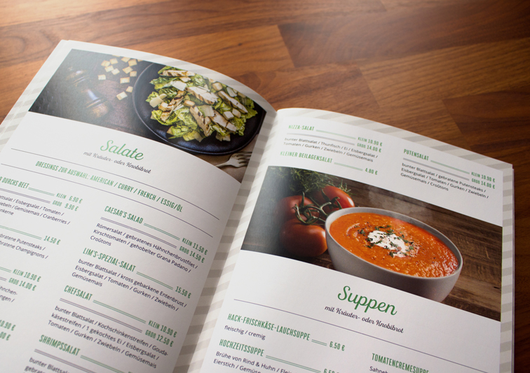 Print Medien Speisekarten Design für Restaurant und Café