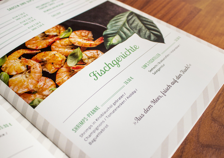 Print Medien Speisekarten Design für Restaurant und Café