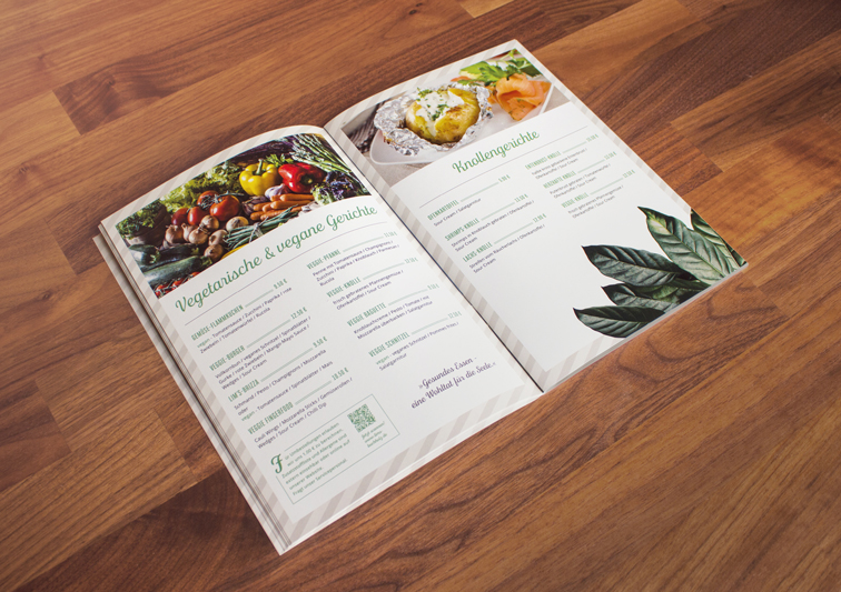 Print Medien Speisekarten Design für Restaurant und Café