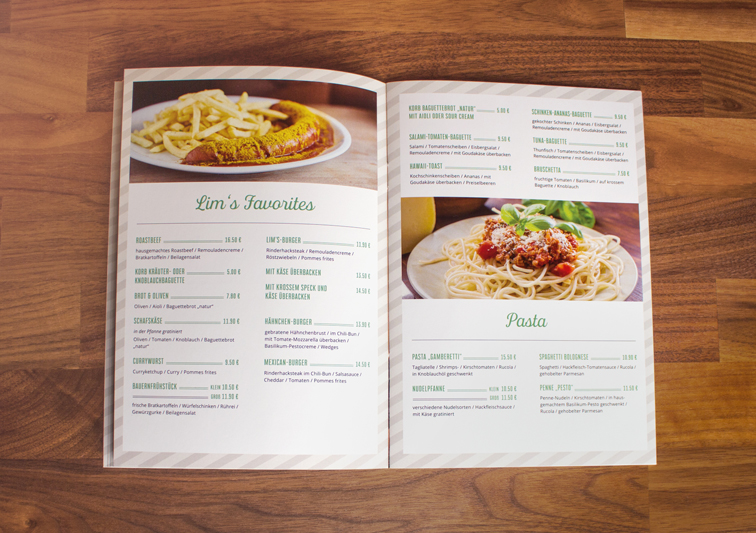 Print Medien Speisekarten Design für Restaurant und Café