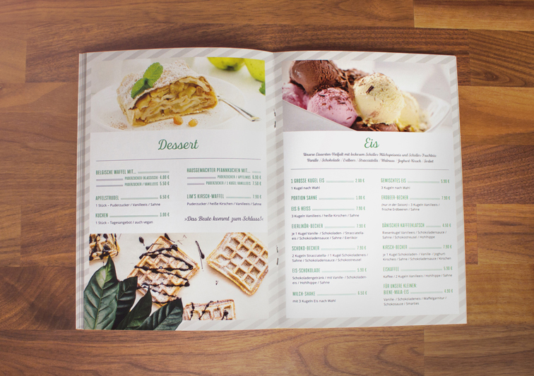 Print Medien Speisekarten Design für Restaurant und Café