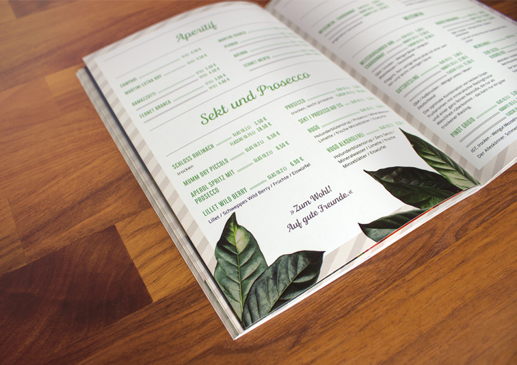 Print Medien Speisekarten Design für Restaurant und Café