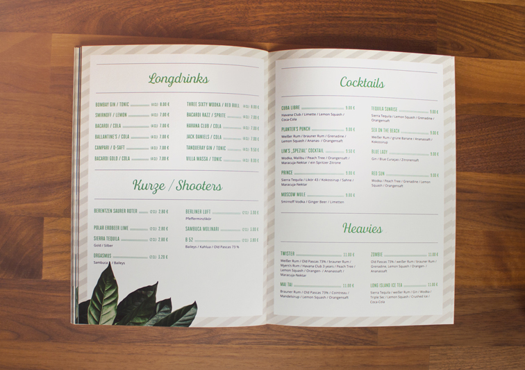 Print Medien Speisekarten Design für Restaurant und Café