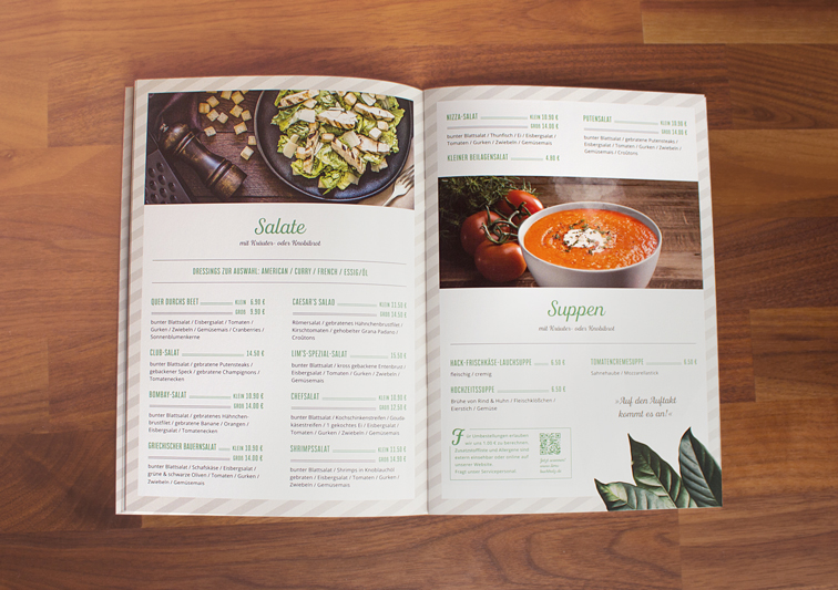 Print Medien Speisekarten Design für Restaurant und Café