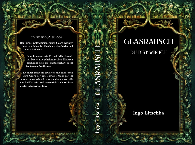 Historischer Roman Buchumschlag Design mit mystischer Spiegel Illustration