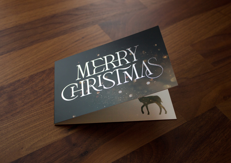 Sina Holste Design Weihnachtskarte Print Design Weihnachtskarte mit typografischer silberner Heißfolienveredelung