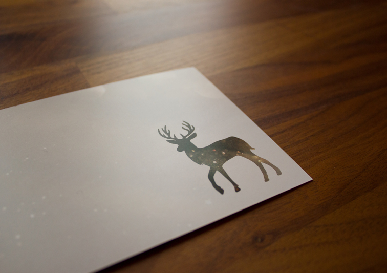 Sina Holste Design Weihnachtskarte Print Design Detailaufnahme der Hirsch Grafik einer Weihnachtskarte