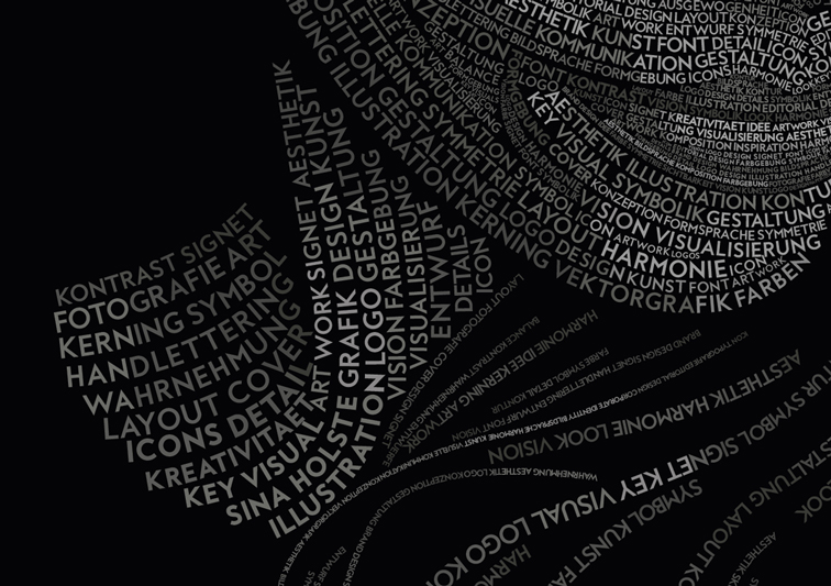 Detailaufnahme Typografisches Selbstportrait von Sina Holste aus Grafik Design Begriffen