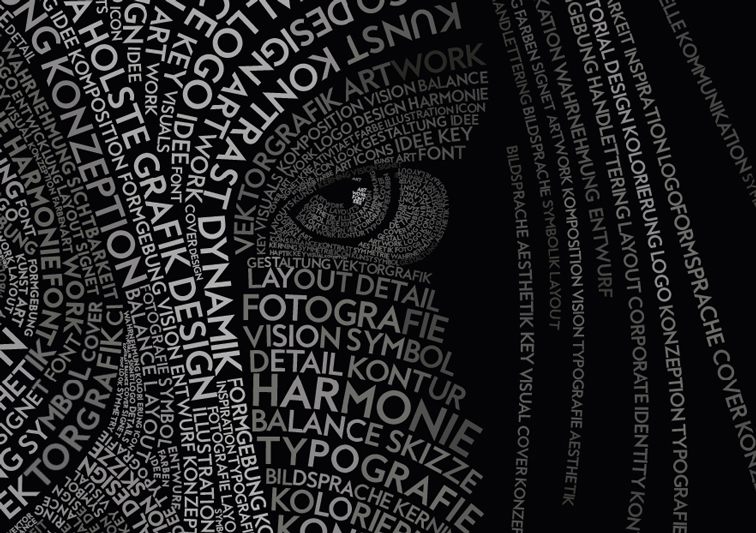 Detailaufnahme Typografisches Selbstportrait von Sina Holste aus Grafik Design Begriffen