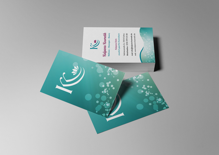 Print Design von Visitenkarten mit Logo und grafischer Bildwelt für ein Kosmetikstudio