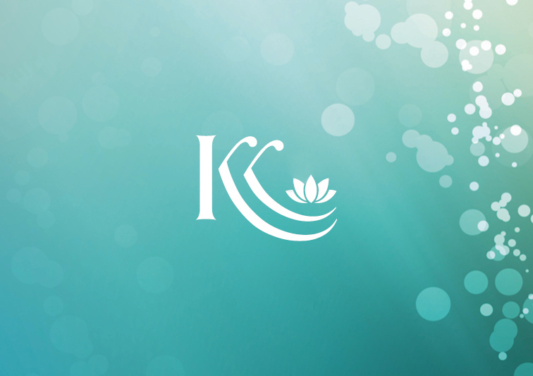 Logo Design aus den Initialen KK und der Lotusblume auf passender grafischer Bildwelt