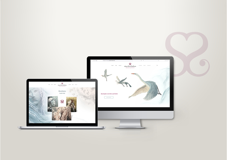 Webdesign und Webauftritt mit Webseite für das Atelier Sinas Herzfarben