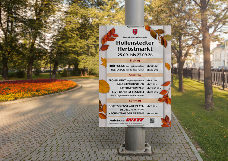 Print Design eines Plakat für eine Veranstaltung Hollenstedter Herbstmarkt 2026